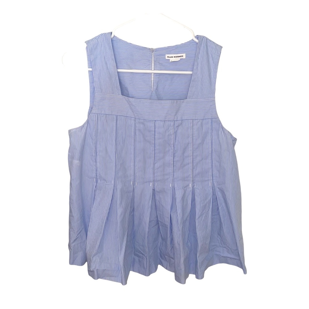Club Monaco Women’s Sleeveless Pleated Striped Blouse Size Medium